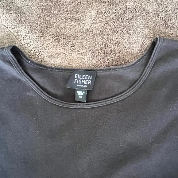 Eileen Fisher Plus Size Black Jersey Crew Neck Short Sleeve Tee Top 1X - Picture 7 of 8